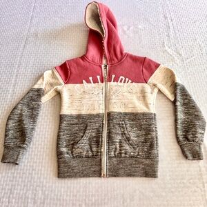 Reflex Kids Cali Love Heritage Sherpa Lined‎ Zip Hoodie Maroon Grey Size S 7/8